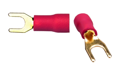 Sinuslive Gabelkabelschuhe 0,75 - 1,5mm2 vergoldet, rot (10 Stück)