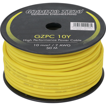Ground Zero GZPC 10Y 10mm2 Stromkabel gelb (50m Rolle)