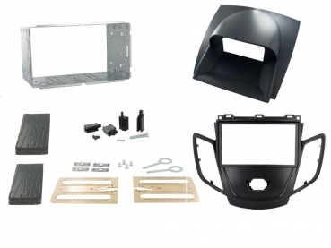 Radioblende Ford Fiesta ab 2008 mit Display schwarz / grau (2 DIN Einbauset)