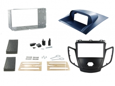 Radioblende Ford Fiesta ab 2008 mit Display schwarz / blau (2 DIN Einbauset)