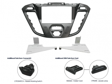Radioblende Ford Transit Custom ab 2012 nebula piano optic (2 DIN Einbauset) - (CT23FD39)