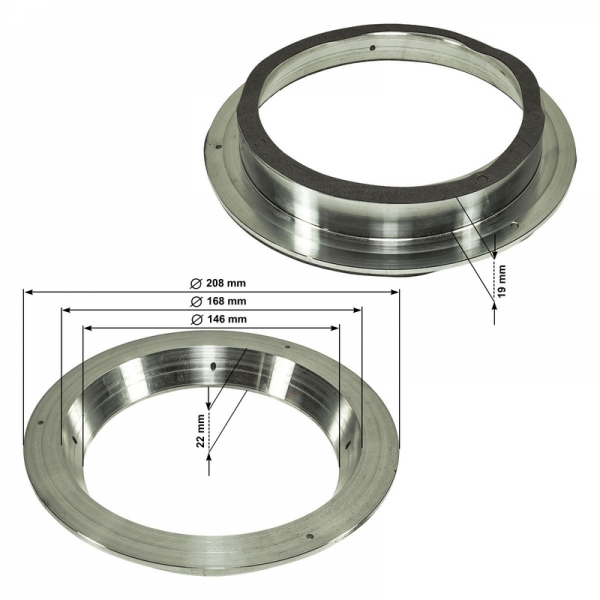 CHS Solid Lautsprecherringe 165mm (Aluminium, 22mm Höhe)