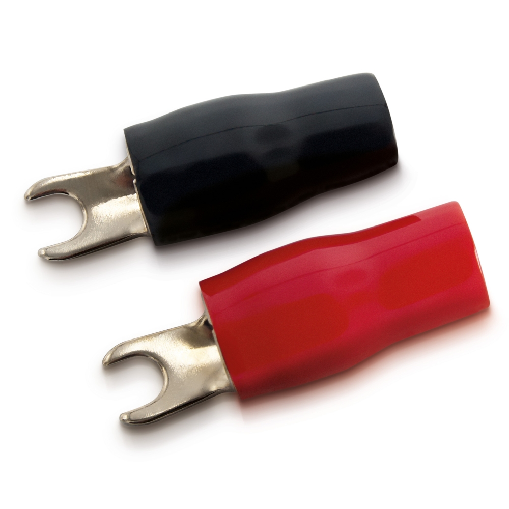 Sinuslive Gabelkabelschuhe 25mm2 vergoldet (3x rot, 3x schwarz)