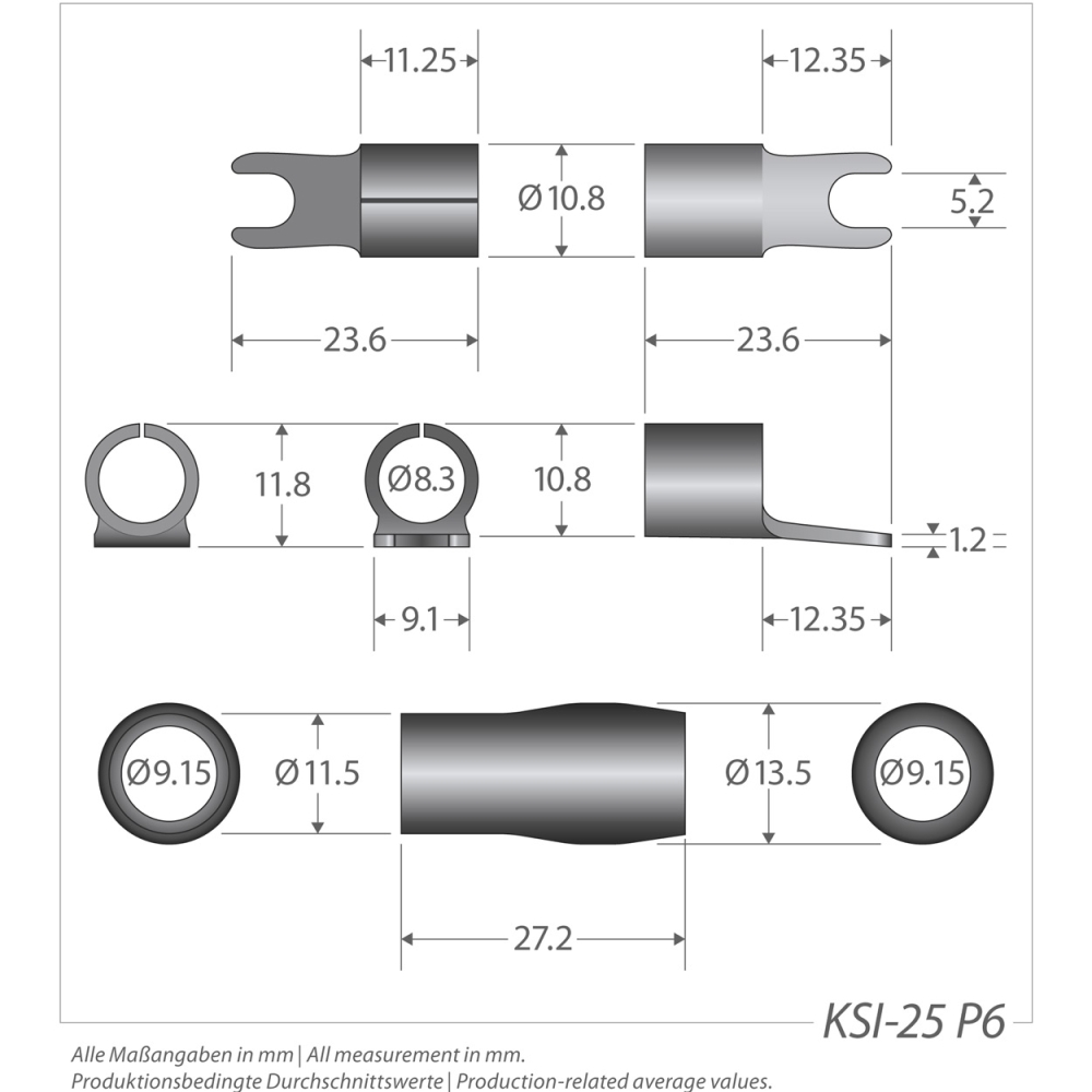 Sinuslive Gabelkabelschuhe 25mm2 vergoldet (3x rot, 3x schwarz)