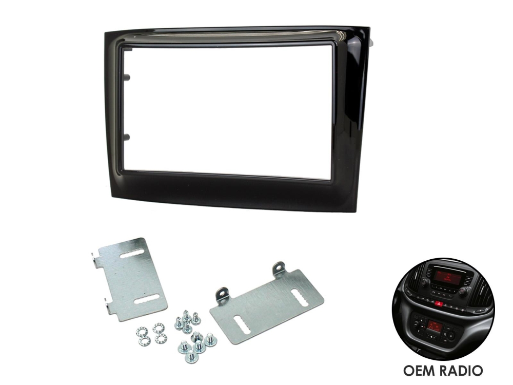 Radioblende Fiat Doblo ab 2015 schwarz glänzend (2 DIN Einbauset) (CT23FT24)