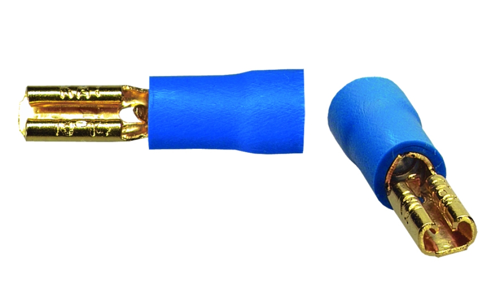 Sinuslive Flachstecker 2,8mm (bis 2.5mm2) vergoldet, blau (10 Stück)