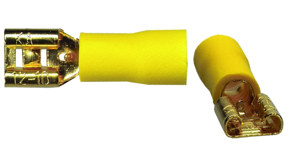 Sinuslive Flachstecker 6,3mm (bis 6,0mm) vergoldet, gelb (10 Stück)