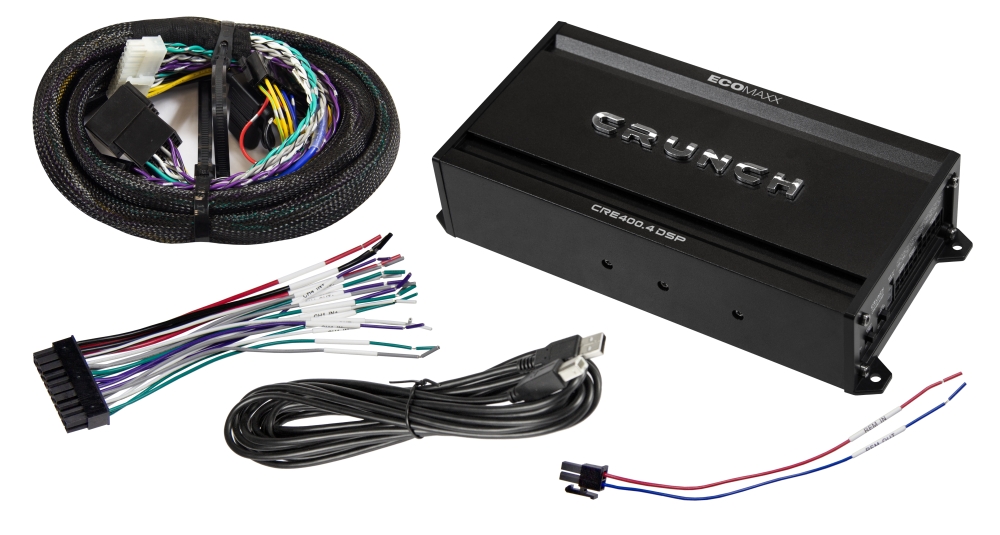 Crunch CRE400.4DSP-ISO.M12 | 4-Kanal Verstärker mit 6-Kanal DSP, inkl. fahrzeugspezifischem Adapter