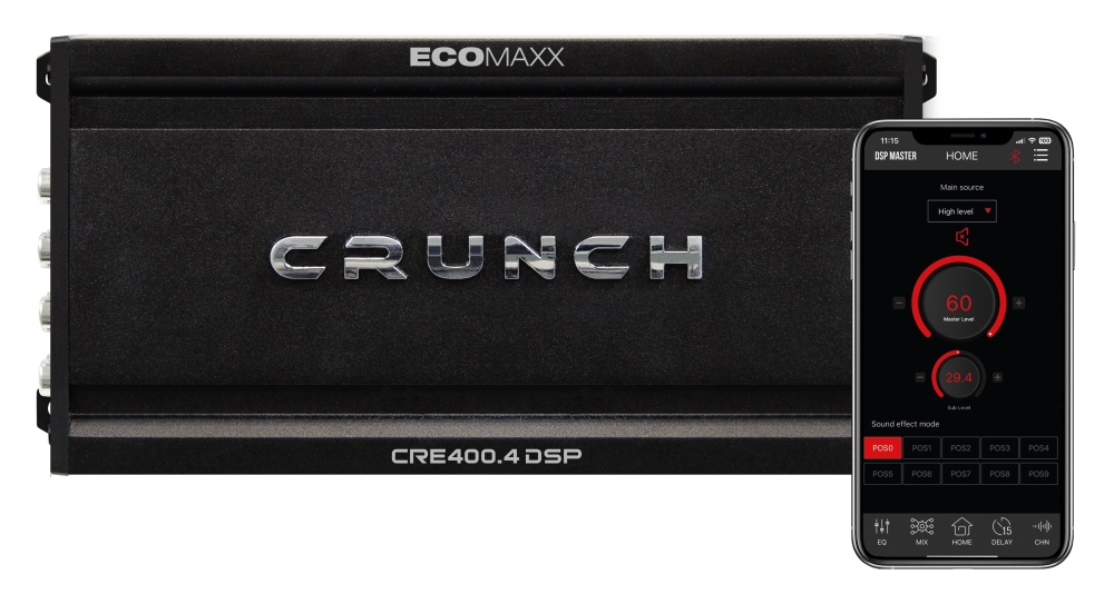 Crunch CRE400.4DSP-ISO.M2 | 4-Kanal Verstärker mit 6-Kanal DSP, inkl. fahrzeugspezifischem Adapter