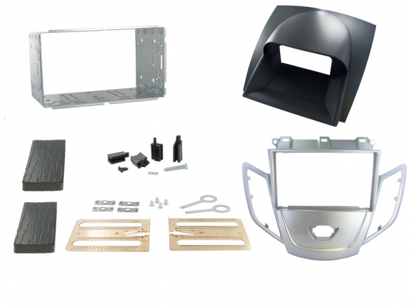 Radioblende Ford Fiesta ab 2008 mit Display silber (2 DIN Einbauset) -(CT23FD18)