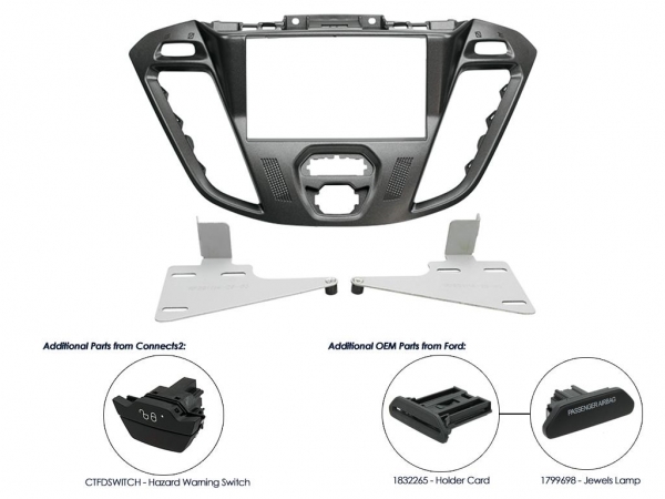 Radioblende Ford Transit Custom ab 2012 nebula piano optic (2 DIN Einbauset) - (CT23FD39)