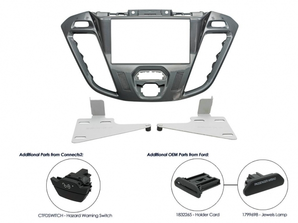 Radioblende Ford Transit Custom ab 2012 pegasus (2 DIN Einbauset) -(CT23FD40)