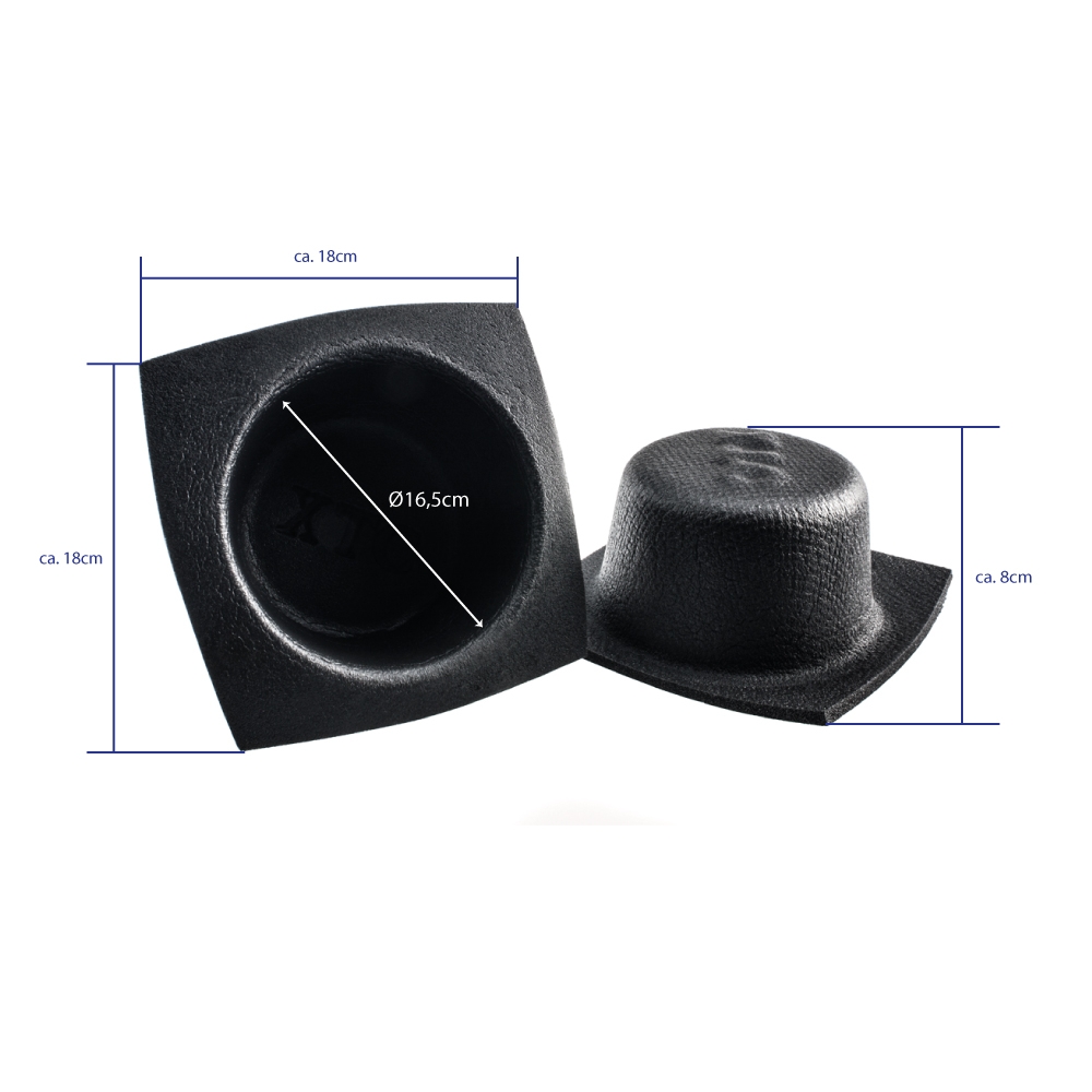 Metra VXT65 Lautsprecher-Schutzgehäuse aus Schaumstoff, rund, 16,5cm, kleiner Rand (Paar)